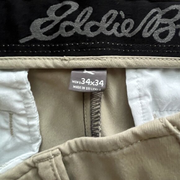 Eddie Bauer Men's Classic Flex Wrinkle-Resistant Sport Chinos-Khaki-Size 34X34 - Picture 3 of 6